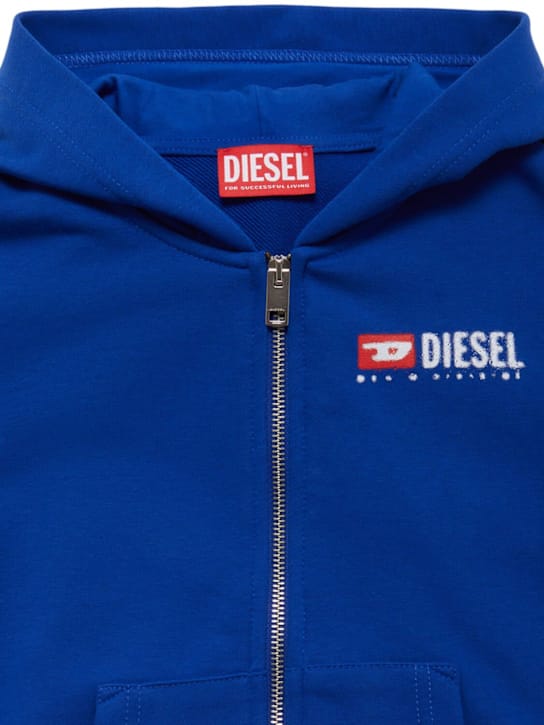 Diesel Kids - 连帽棉混纺拉链卫衣
