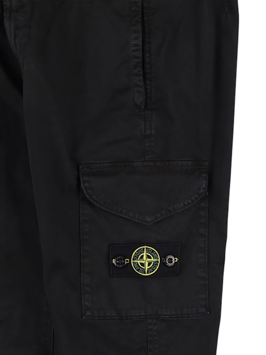 Stone Island Junior - 弹力棉布斜纹工装裤