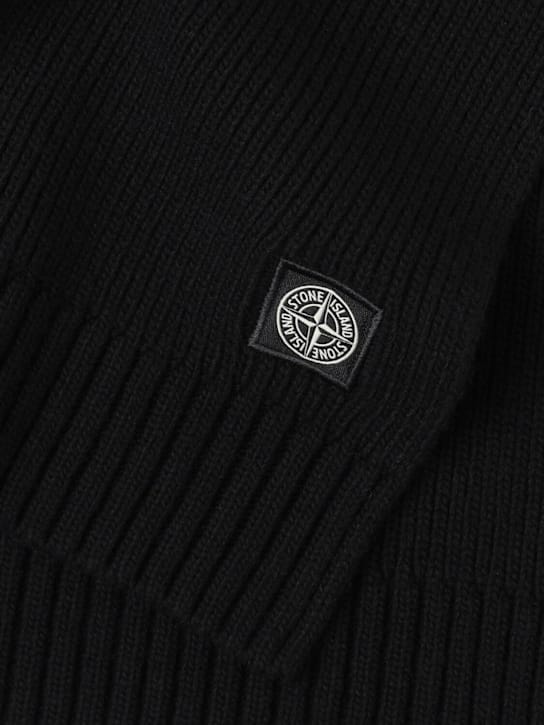 Stone Island Junior - 羊毛混纺针织围巾