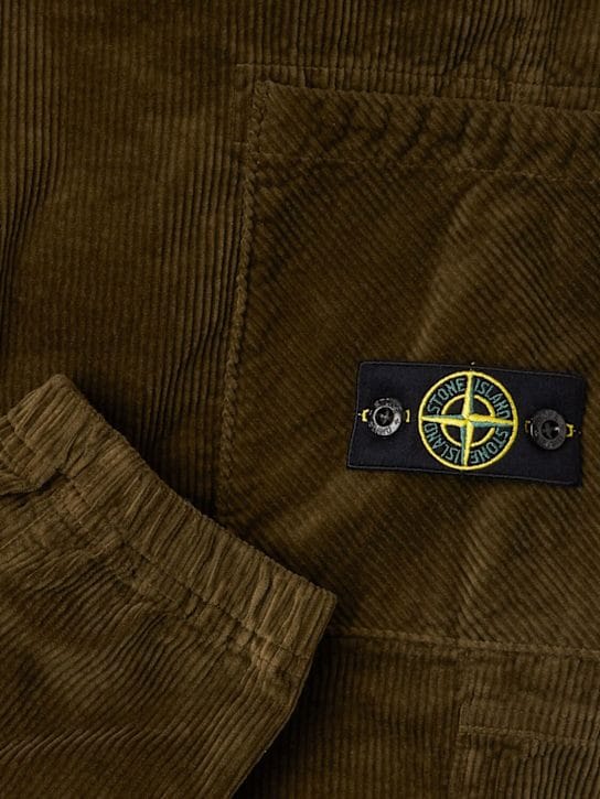 Stone Island Junior - 棉质混合灯芯绒 tapered 裤子
