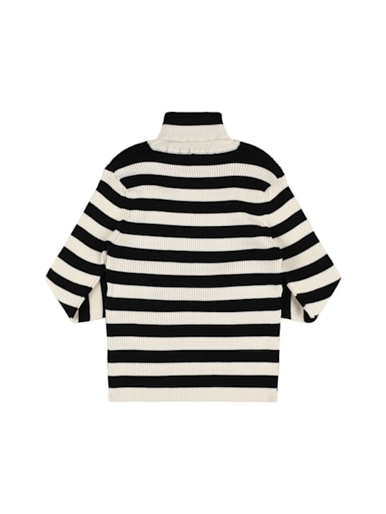 Balmain: 条纹羊毛和棉质高领衫