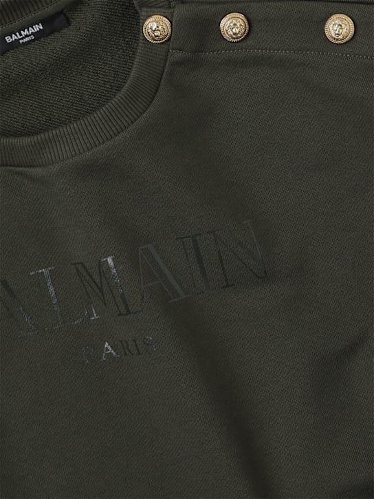 Balmain - 带LOGO的棉质短款卫衣