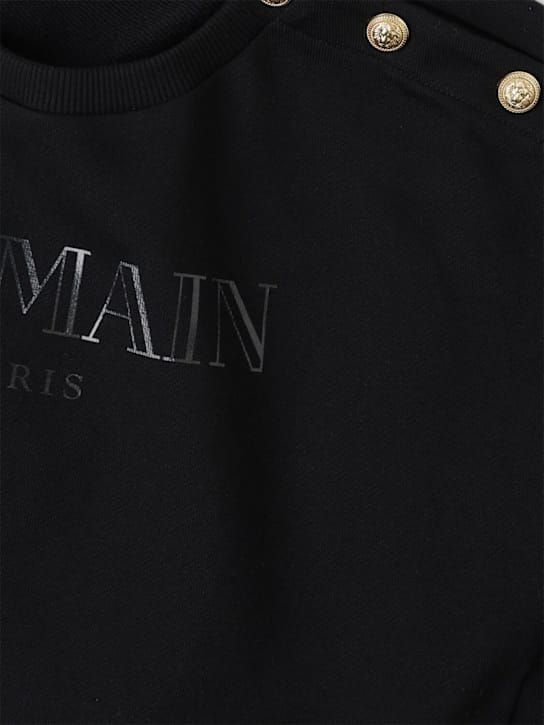 Balmain - 棉质短款卫衣带logo