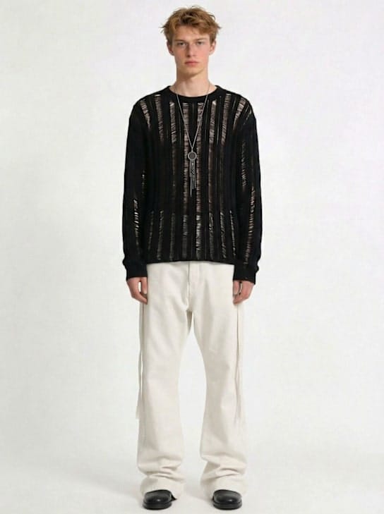 Ann Demeulemeester - 条纹长袖毛衣