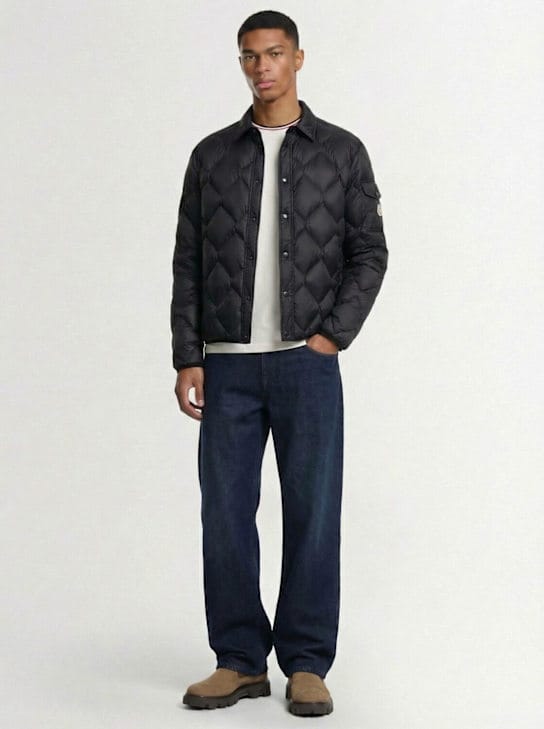 Moncler - 带领子的绗缝羽绒外套