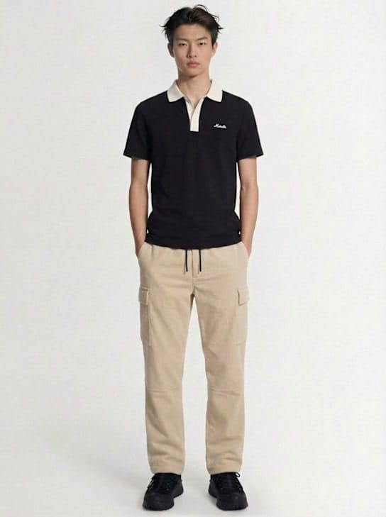 Moncler - 修身型罗纹领 polo 衫