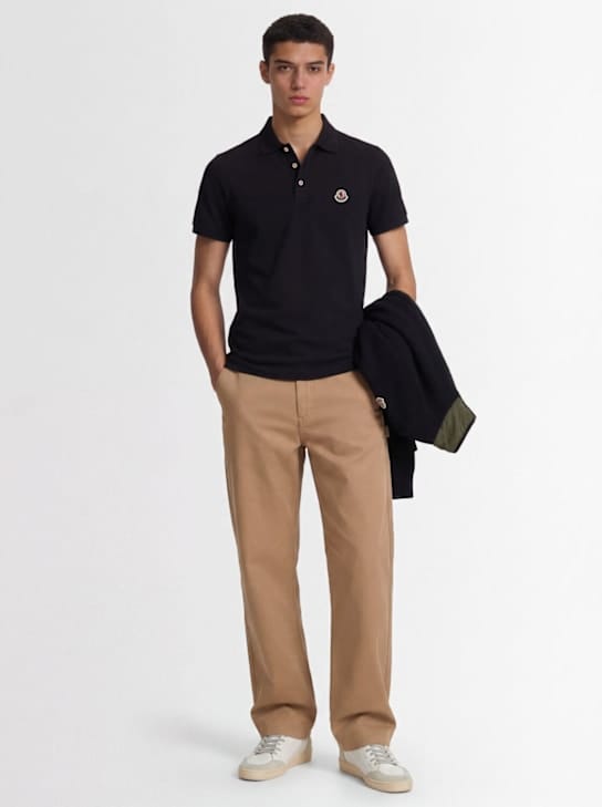 Moncler - 带有罗纹领的 polo 衫