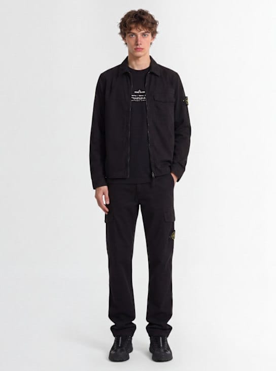 Stone Island - 徽标棉质拉链衬衫外套
