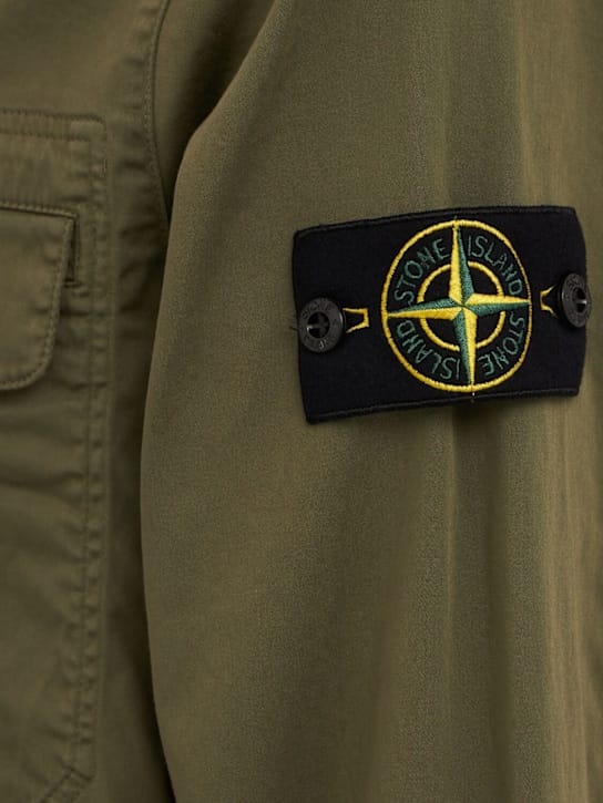 Stone Island: 棉质拉链徽标衬衫外套