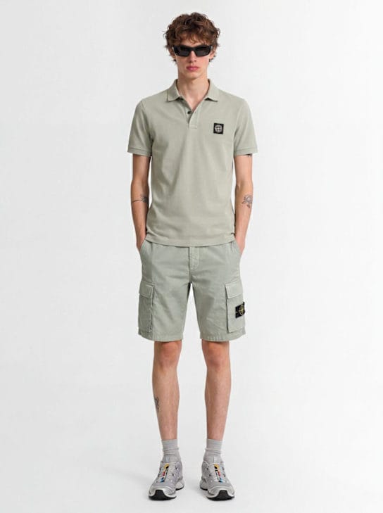 Stone Island - 修身的罗纹领 polo 衫