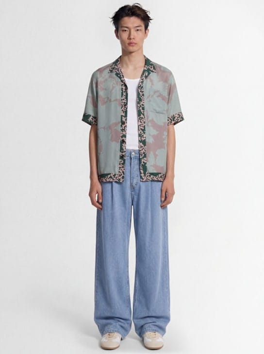 Dries Van Noten: 卡尔顿短袖铜氨丝衬衫