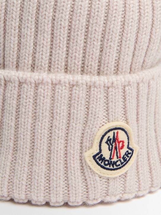 Moncler - 有毛球的处女羊毛针织帽