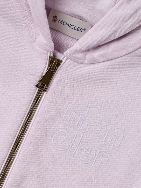Moncler - 刺绣拉链棉质卫衣