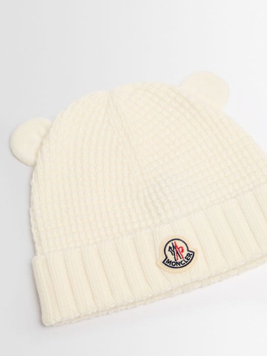 Moncler - 小羊毛针织帽，带小熊耳朵