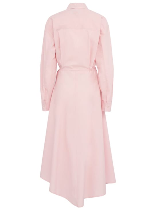 MSGM: Vestido camisero midi de algodón drapeado