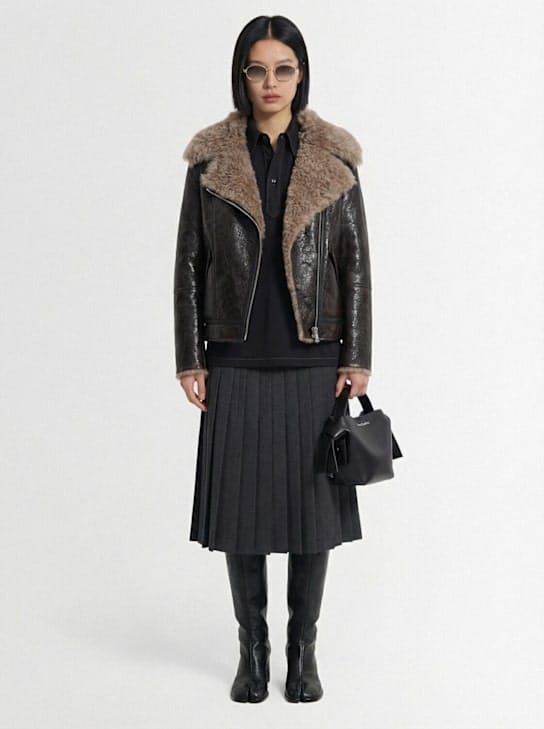 Acne Studios - 带毛领的摩托夹克
