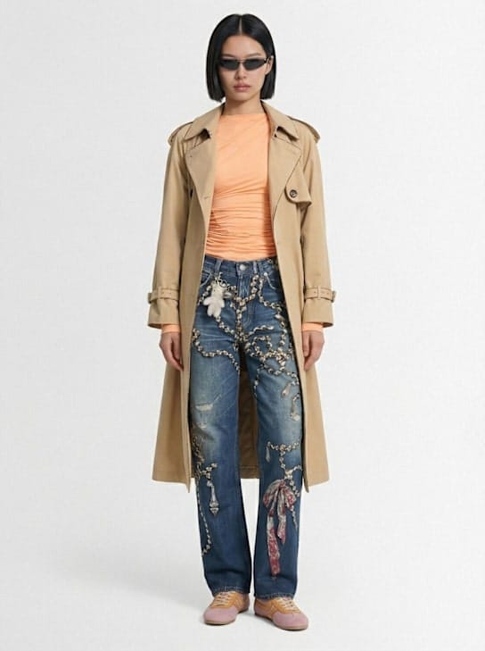 Acne Studios: 带装饰细节的宽松牛仔裤