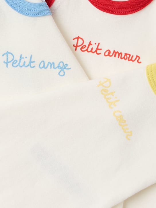 Petit Bateau - 三件印花棉质连体衣套装
