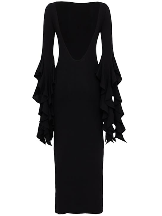 LUISA SPAGNOLI: Long knit dress with flounces