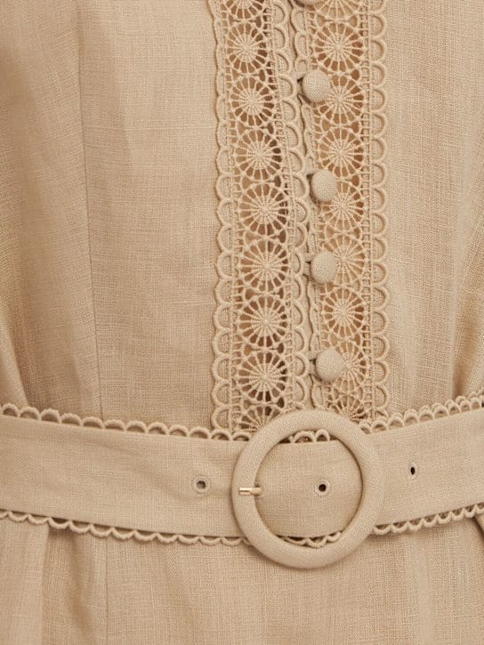 LUISA SPAGNOLI: Abito midi in lino con ricami