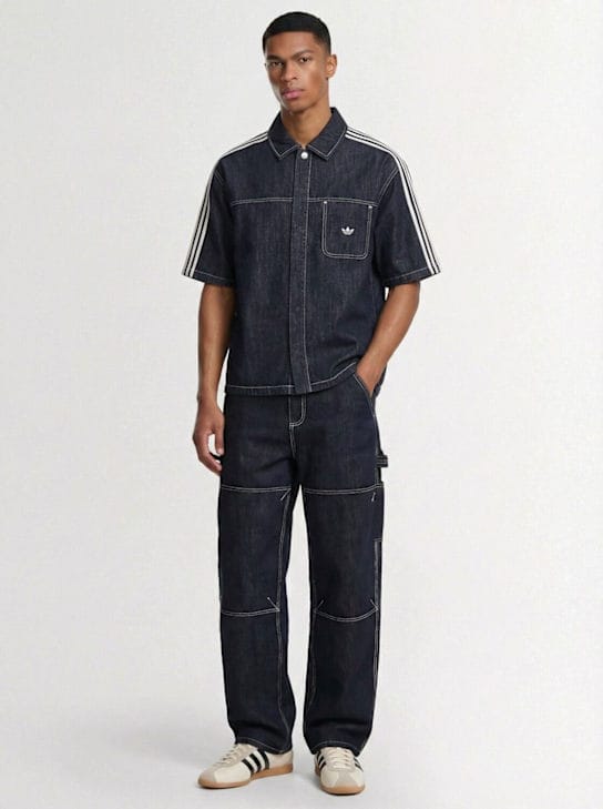 adidas Originals - 对比细节的宽腿牛仔裤