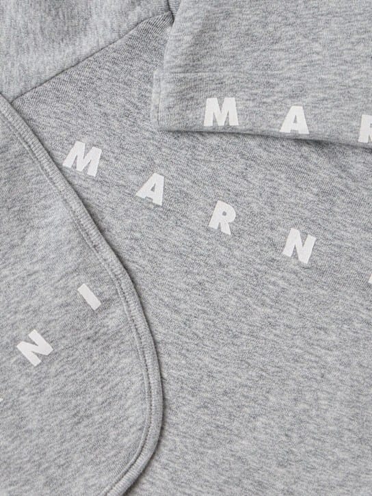 Marni Junior - 棉质logo连体衣、帽子和围嘴