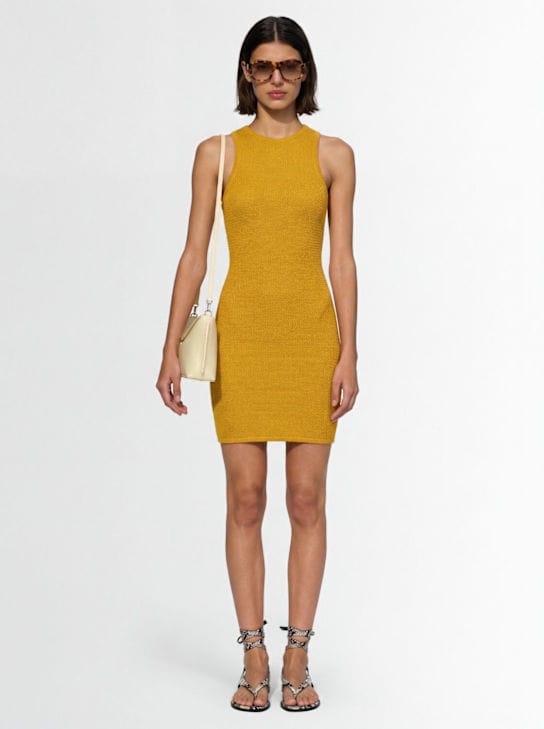 Laneus: Cotton knit sleeveless mini dress
