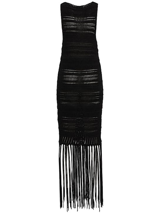 Laneus: Open-knit dress with fringe