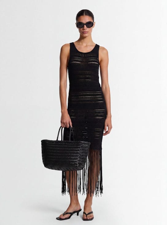 Laneus: Open-knit dress with fringe