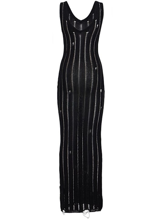Laneus: Cotton knit openwork dress