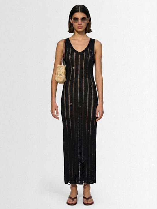 Laneus: Cotton knit openwork dress