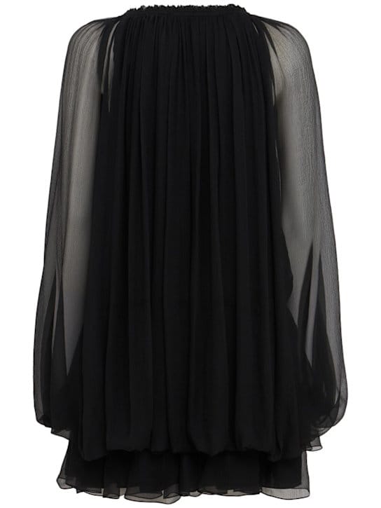 Chloé: Gathered silk mousseline mini dress