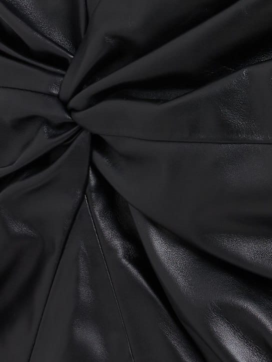 The Attico: Strapless draped lambskin mini dress