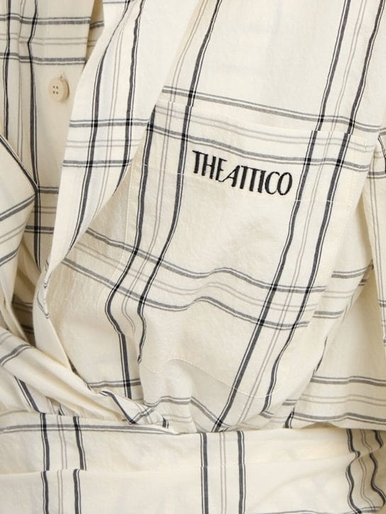 The Attico: Checked cotton mini shirt dress