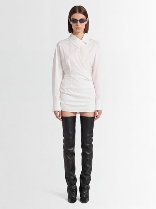 The Attico: Draped cotton mini shirt dress