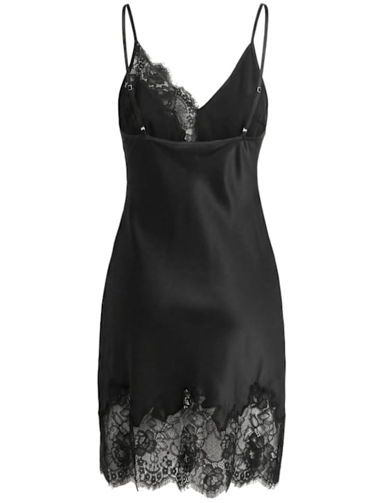 Fleur Du Mal: Silk satin lace mini dress