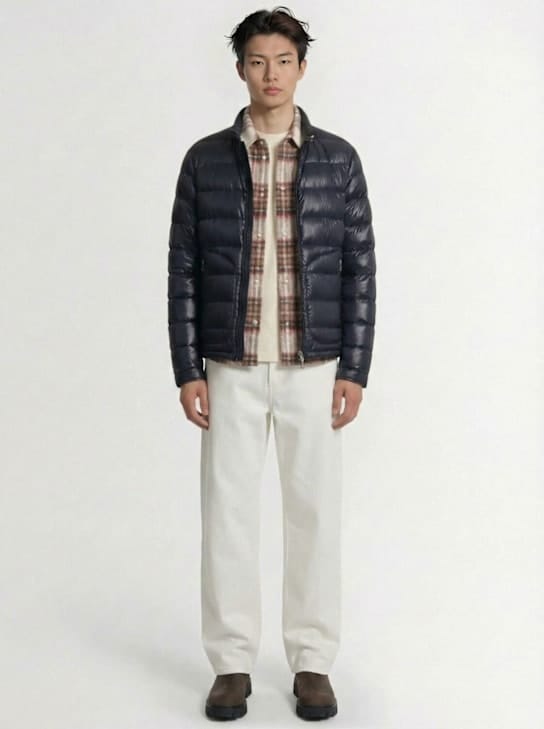 Moncler - 短款羽绒夹克，带可见拉链