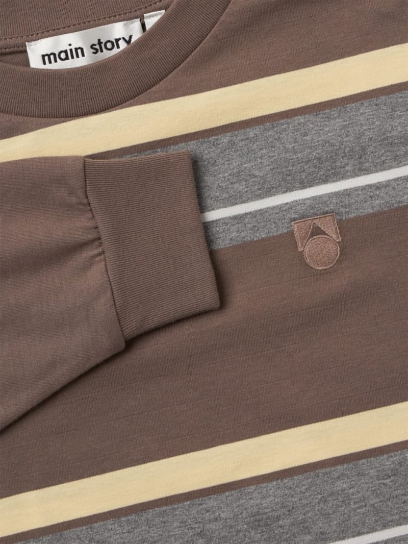 Main Story - T-shirt a maniche lunghe a righe in cotone biologico
