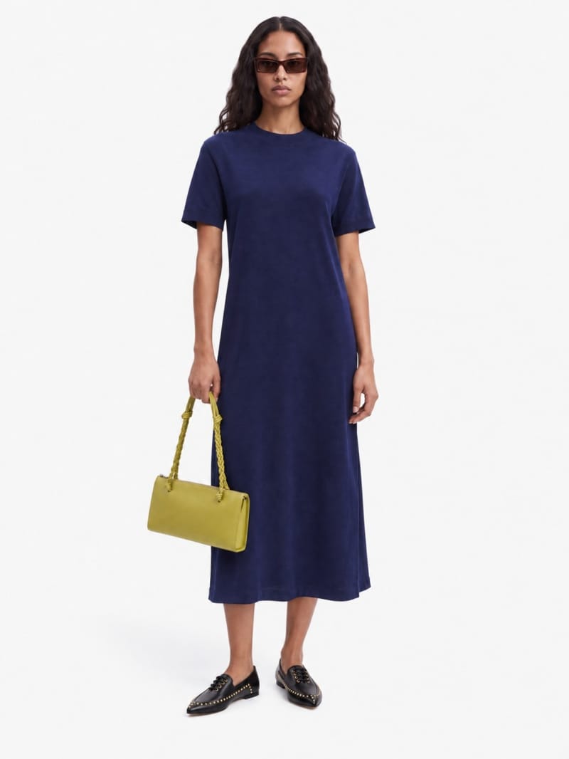 Jil Sander - Midikleid aus Wolle mit kurzen Ärmeln