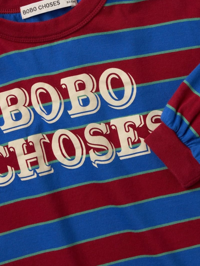 Bobo Choses: Striped long-sleeve T-shirt with embossed logo