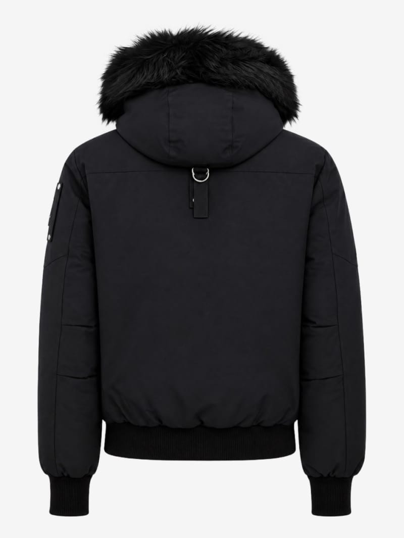 Moose Knuckles: Ballistic cotton down bomber w/ fur trim