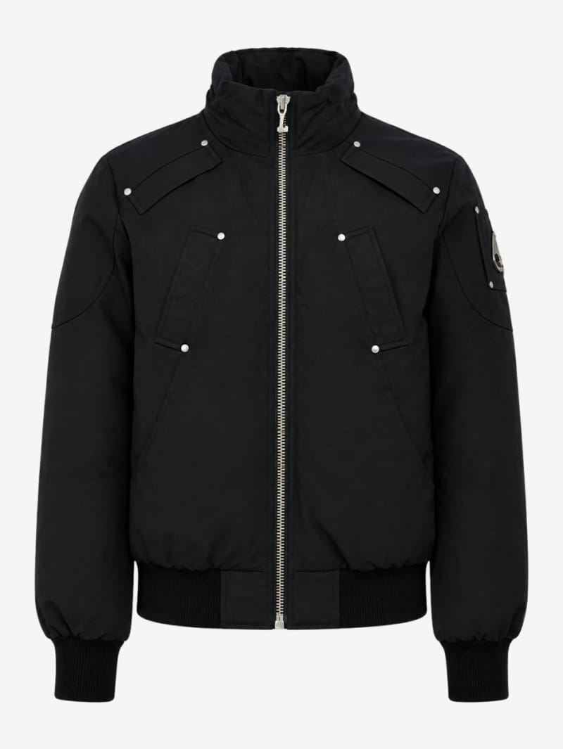 Moose Knuckles: Ballistic cotton down bomber w/ fur trim