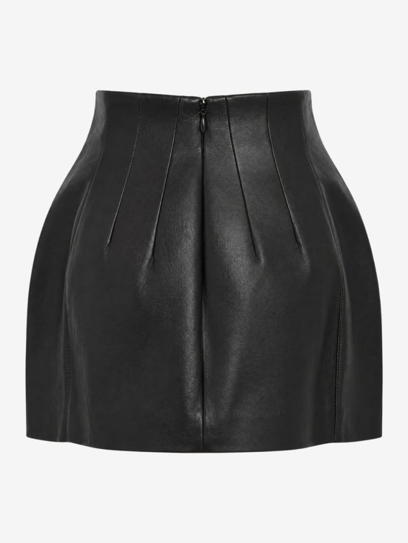 LA PISCINE: Baloon leather skirt
