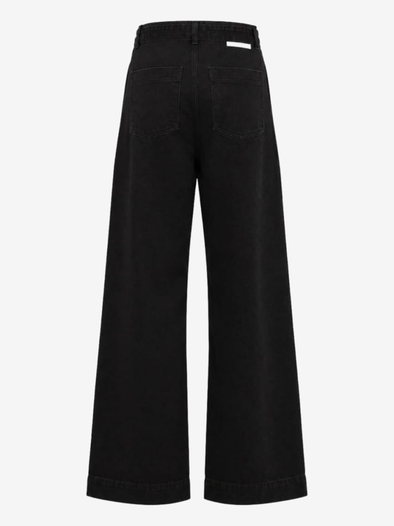 LA PISCINE - Belted pin-tuck denim pants