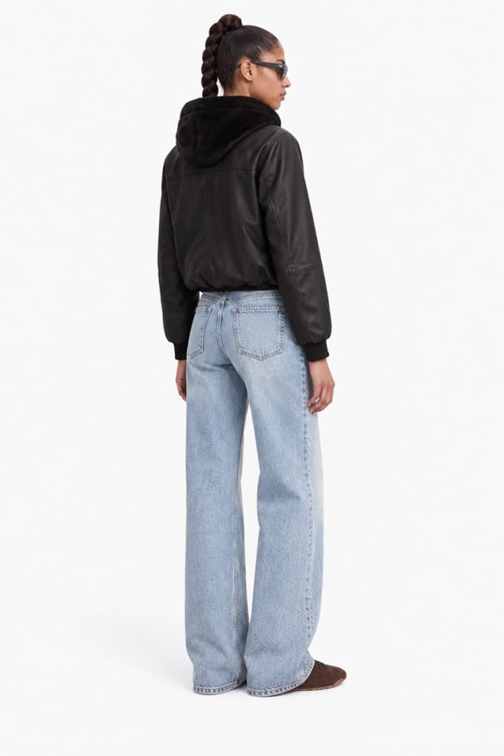 Moose Knuckles: Leather bomber jacket with hood