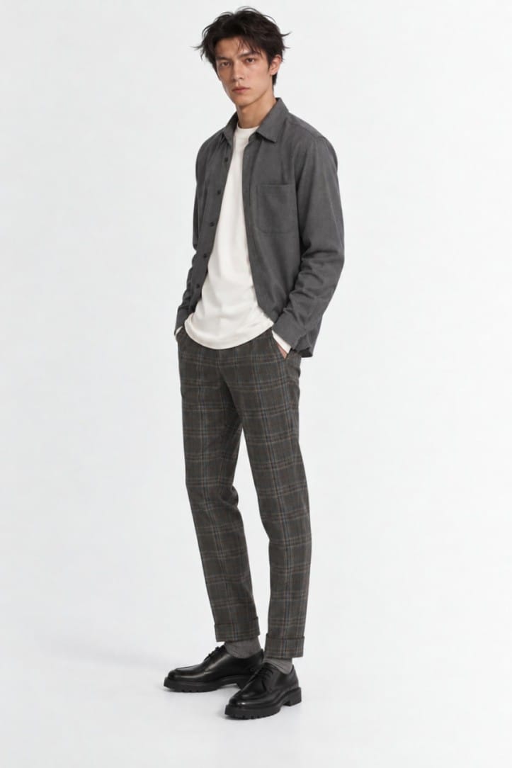 CRUNA - Pantalón Carrot Fit de Frente Plano con Dobladillos
