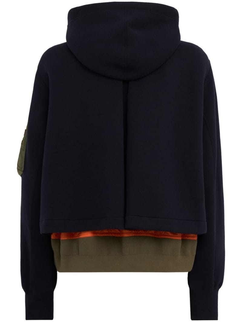 Sacai: 经典海绵运动衫 X 尼龙斜纹连帽衫