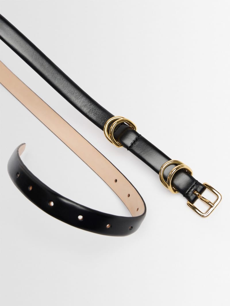 Déhanche: Ceinture double anneau en cuir de veau Constance