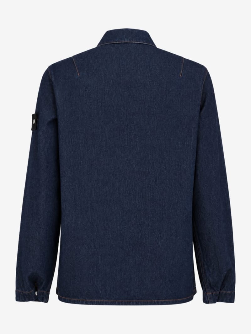 Stone Island: Cotton denim zip up casual jacket