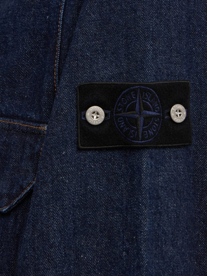 Stone Island: Cotton denim zip up casual jacket